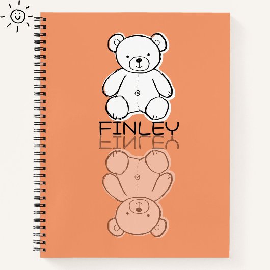 Mooie Roze Teddybeer Reflectie Doodle Aangepaste N Notitieboek