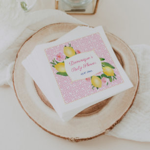 Mooie Roze Tegel Limoenen Meisje Baby Shower Feest Servet