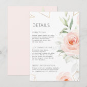 Mooie Roze Tinten Blozende Geometrische Trouwdetai Informatiekaartje (Voorkant / Achterkant)