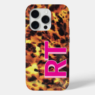 Mooie Roze Tortoiseschaal Met Monogram iPhone 15 Pro Case