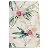 Mooie Roze Tropische Orchideeën Bloemen Bruidsdouc Medium Cadeauzakje (Voorkant)