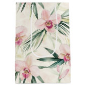 Mooie Roze Tropische Orchideeën Bloemen Bruidsdouc Medium Cadeauzakje (Achterkant)