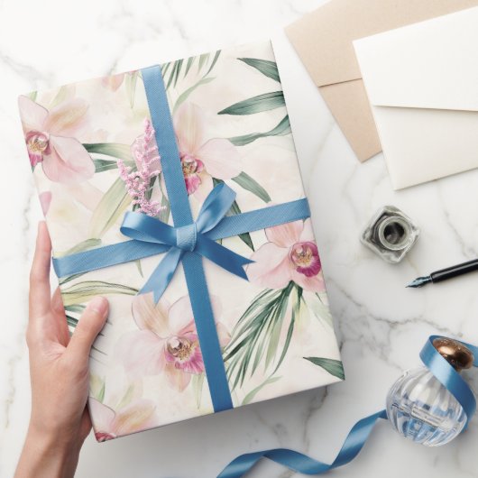 Mooie Roze Tropische Orchideeën Bruiloft Bruidsmei Cadeaupapier (Geschenken)