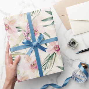 Mooie Roze Tropische Orchideeën Bruiloftsdouche Cadeaupapier