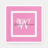 Mooie Roze Trouw Chic Witte Monogram Papieren