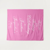 Mooie Roze Trouwfeest Witte Script Namen Welkom Wandkleed (Voorkant (horizontaal))