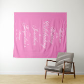 Mooie Roze Trouwfeest Witte Script Namen Welkom Wandkleed (In Situ (horizontaal))