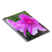 Mooie roze tuinbloemen met regendruppels. notitieboek (Rechterzijde)