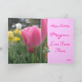 Mooie roze Tulip Daughter Birthday Kaart (Binnen)