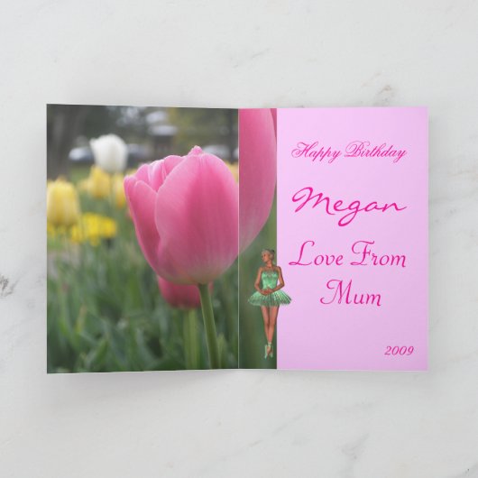Mooie roze Tulip Daughter Birthday Kaart (Binnen)