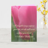 Mooie roze Tulip Daughter Birthday Kaart (Gele Bloem)