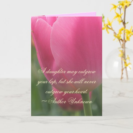 Mooie roze Tulip Daughter Birthday Kaart (Gele Bloem)