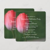 mooie roze tulp bloem afstudeerfeest kaart (Voorkant / Achterkant)