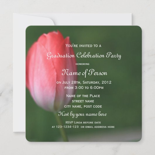 mooie roze tulp bloem afstudeerfeest kaart (Voorkant)