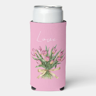 Mooie Roze Tulp Bloemen Gouden Boog Liefde Seltzer Blikjeskoeler