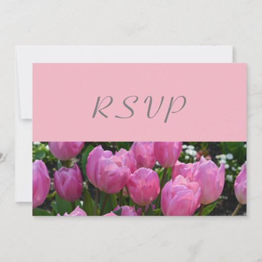 mooie roze tulp bloemen RSVP bruiloft feest Kaart (Achterkant)