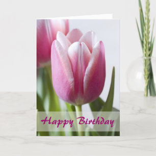 Mooie roze tulp, fijne verjaardag kaart