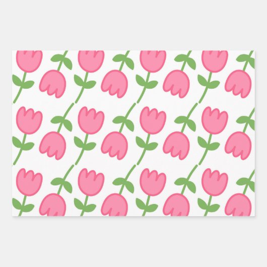 Mooie Roze Tulp Inpakpapier Vel (Voorkant 2)