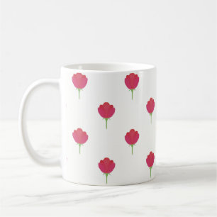 Mooie roze tulp patroon koffiemok