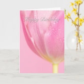 Mooie Roze Tulp Verjaardag Kaart (Gele Bloem)