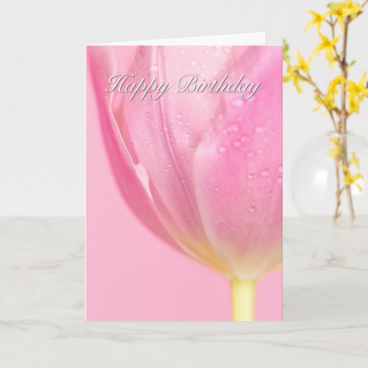 Mooie Roze Tulp Verjaardag Kaart (Gele Bloem)