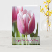 Mooie roze tulp, vrolijke Moederdag Kaart (Gele Bloem)