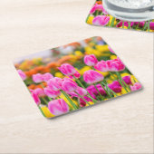 Mooie roze tulpen kartonnen onderzetters (Schuin)