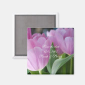 Mooie roze tulpen Save datum Magnet (Voorkant / Achterkant)