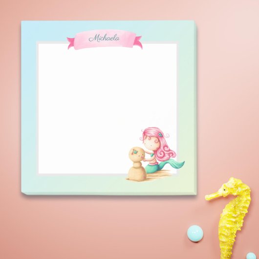 Mooie Roze Turquoise Meermin Gepersonaliseerd Post-it® Notes