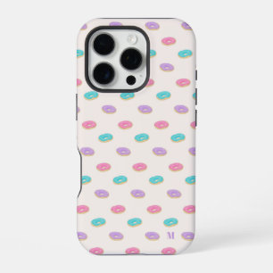 Mooie Roze Turquoise Paarse Donuts Patroon Persoon iPhone 16 Pro Hoesje