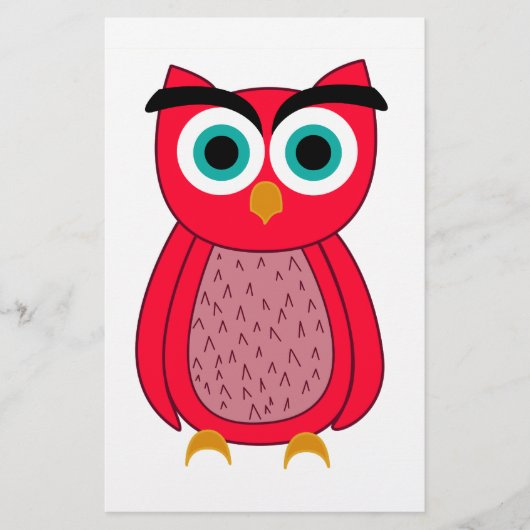 Mooie Roze Uil Illustratie Briefpapier (Voorkant)