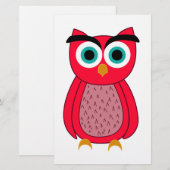 Mooie Roze Uil Illustratie Briefpapier (Voorkant / Achterkant)