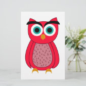 Mooie Roze Uil Illustratie Briefpapier (Staand voorkant)