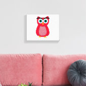 Mooie Roze Uil Illustratie Canvas Afdruk (Insitu (Woonkamer))