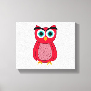 Mooie Roze Uil Illustratie Canvas Afdruk