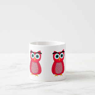 Mooie Roze Uil Illustratie Espresso Kop