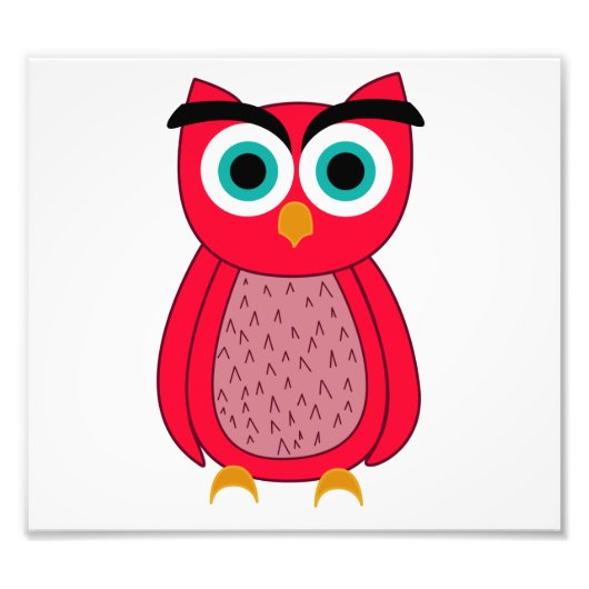 Mooie Roze Uil Illustratie Foto Afdruk (Voorkant)