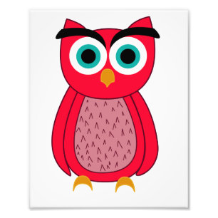 Mooie Roze Uil Illustratie Foto Afdruk