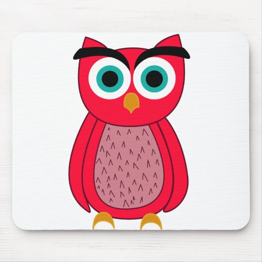 Mooie Roze Uil Illustratie Muismat (Voorkant)