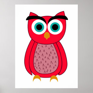 Mooie Roze Uil Illustratie Poster