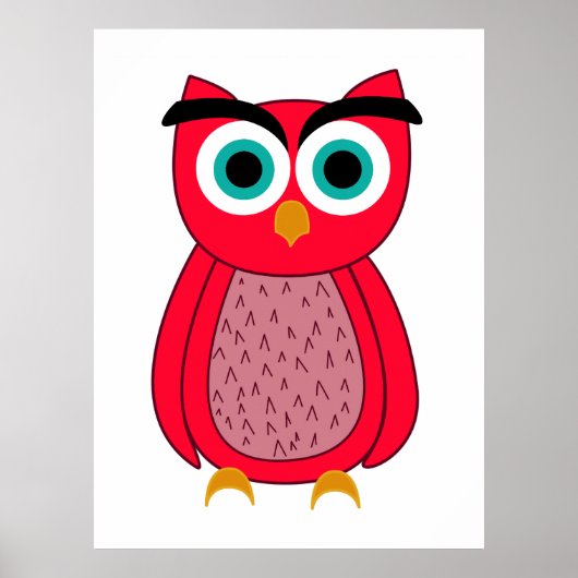 Mooie Roze Uil Illustratie Poster (Voorkant)