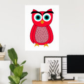 Mooie Roze Uil Illustratie Poster (Thuiskantoor)