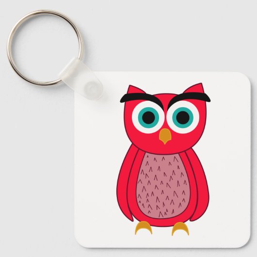 Mooie Roze Uil Illustratie Sleutelhanger (Voorkant)