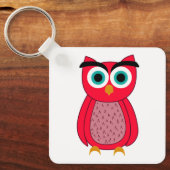 Mooie Roze Uil Illustratie Sleutelhanger (Voorkant)