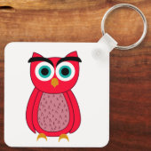 Mooie Roze Uil Illustratie Sleutelhanger (Achterkant)