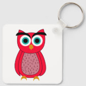 Mooie Roze Uil Illustratie Sleutelhanger (Achterkant)
