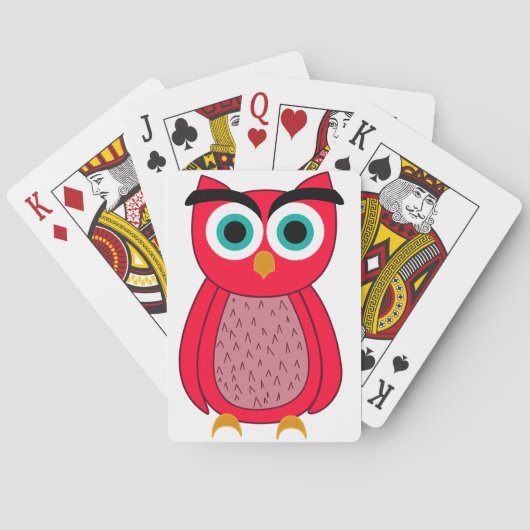 Mooie Roze Uil Illustratie Speelkaarten (Achterkant)