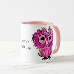 Mooie Roze Uil (Owld Cup) Bewerkbaar Mok