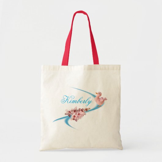 Mooie roze ventilator en driekleurige bridesmaïde tote bag (Voorkant)