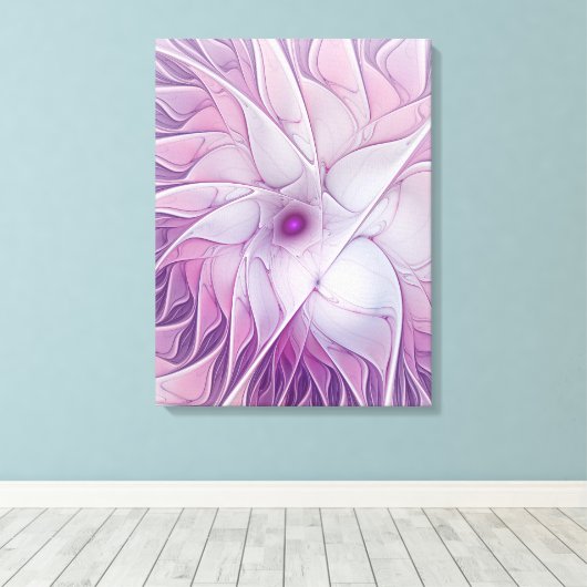 Mooie roze ventilator moderne Abstracte fractale k Canvas Afdruk (Insitu (Houten vloer))